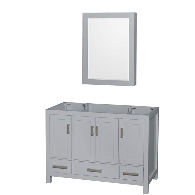 Wyndham Collection Sheffield 48" Hardwood Vanity Cabinet and Medicine - Gray - Painted