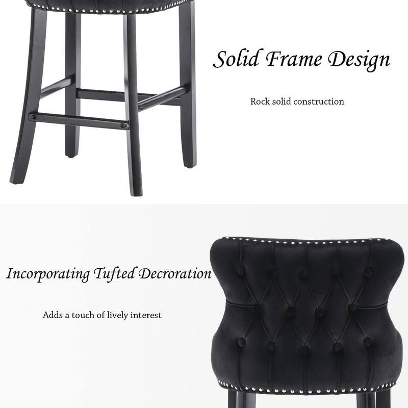 Upholstered Wing Back Bar Stools (Set of 2)