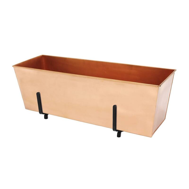 Achla Designs Handrail Flowerbox Bracket Kit for 2x4-in Rail, 23.25 Inch Wide, Copper Plated