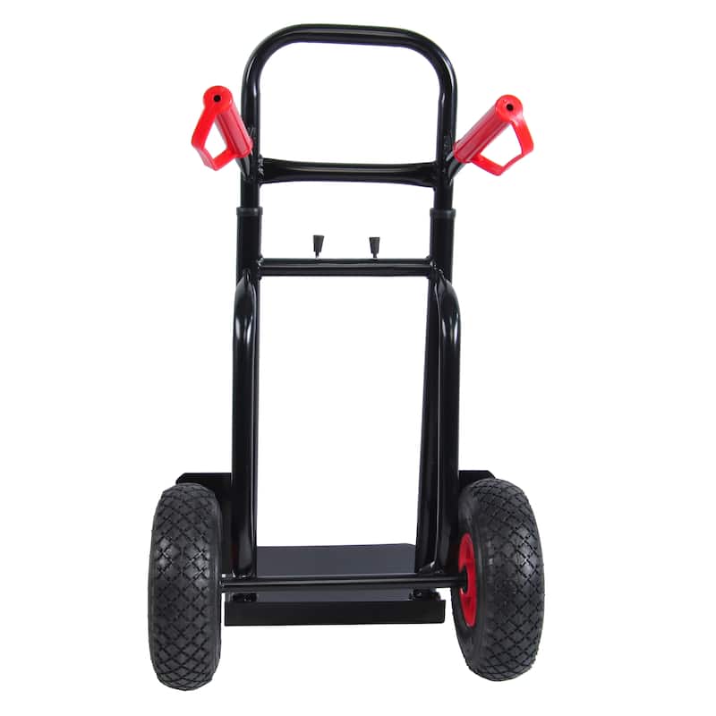 Heavy-Duty Manual Truck with Double Handles, Steel Trolley and Rubber Wheels