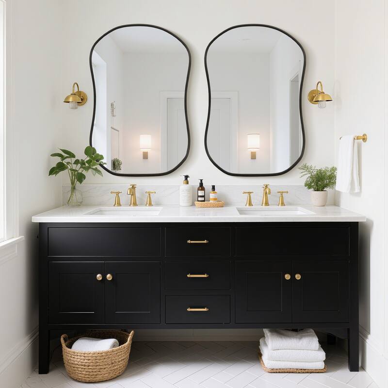 Gourd-Shaped Aluminum Alloy Framed Wall Mirror Asymmetrical Irregular Wall Mirror