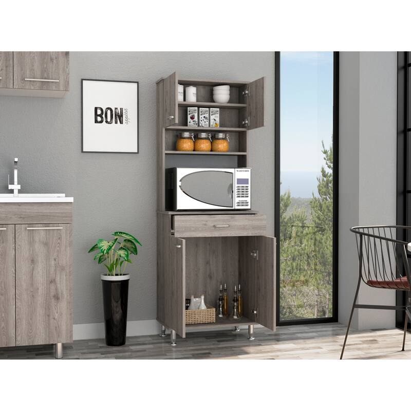 Bay Area Pantry, Two Door Cabinets, One Drawer, Four Adjustable Metal Legs