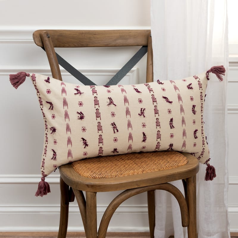 Rizzy Home Hand-crafted Tassel Striped Throw Pillow