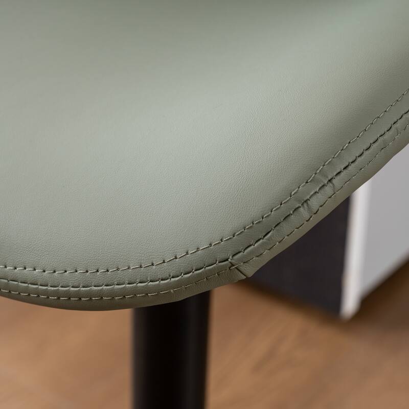 Faux Leather Upholstered Bar stools Set of 2 with Metal Footrest