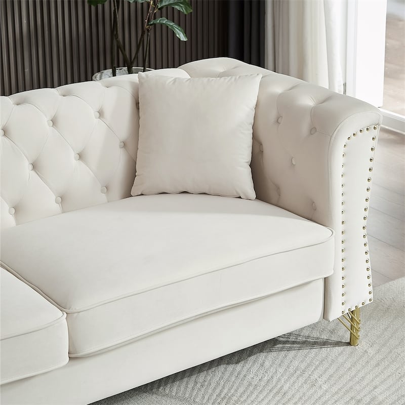 2 Seater Sofa Tufted Couch with Metal Foot and Nailhead