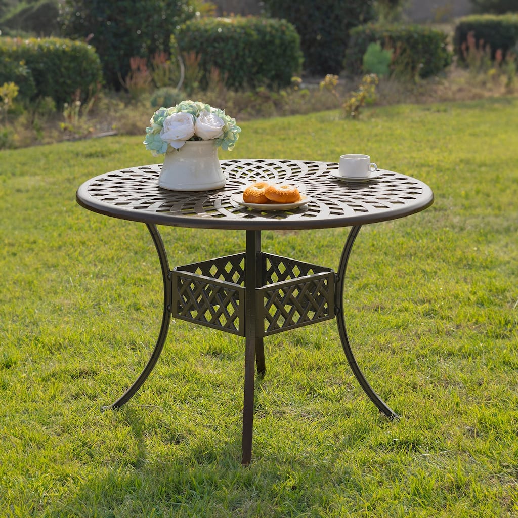 Kinger Home Arden 41-inch Outdoor Patio Dining Table, Cast Aluminum