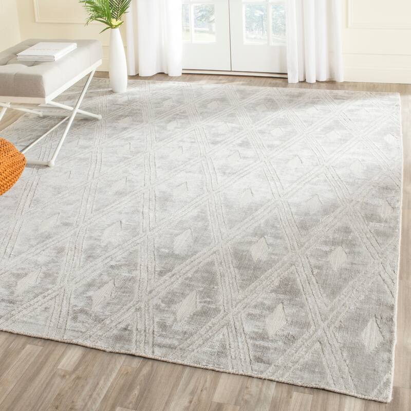 SAFAVIEH Handmade Mirage Besa Modern Abstract Viscose Rug - 8' x 10' - Silver