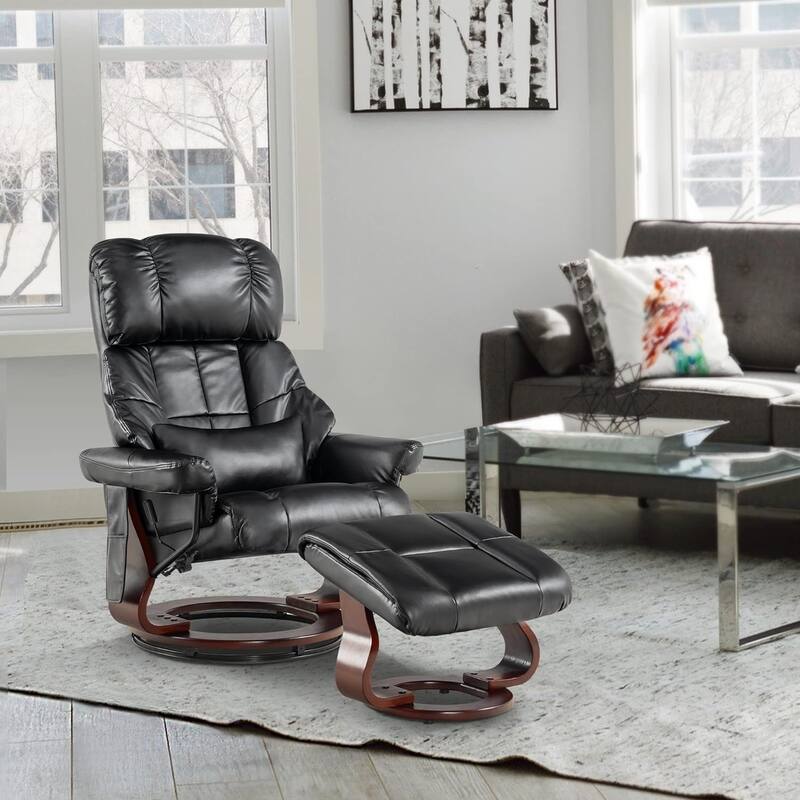 MCombo Set of 2 Recliner Chair with Ottoman Vibration Massag Faux Leather 9068