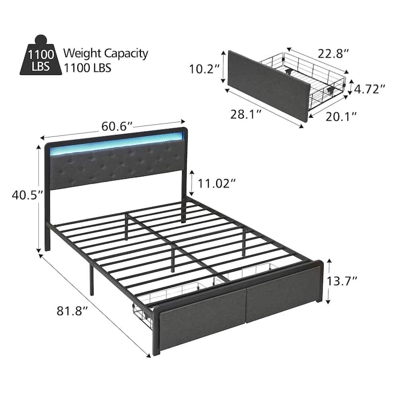 Bed Frame with 2 Storage Drawers