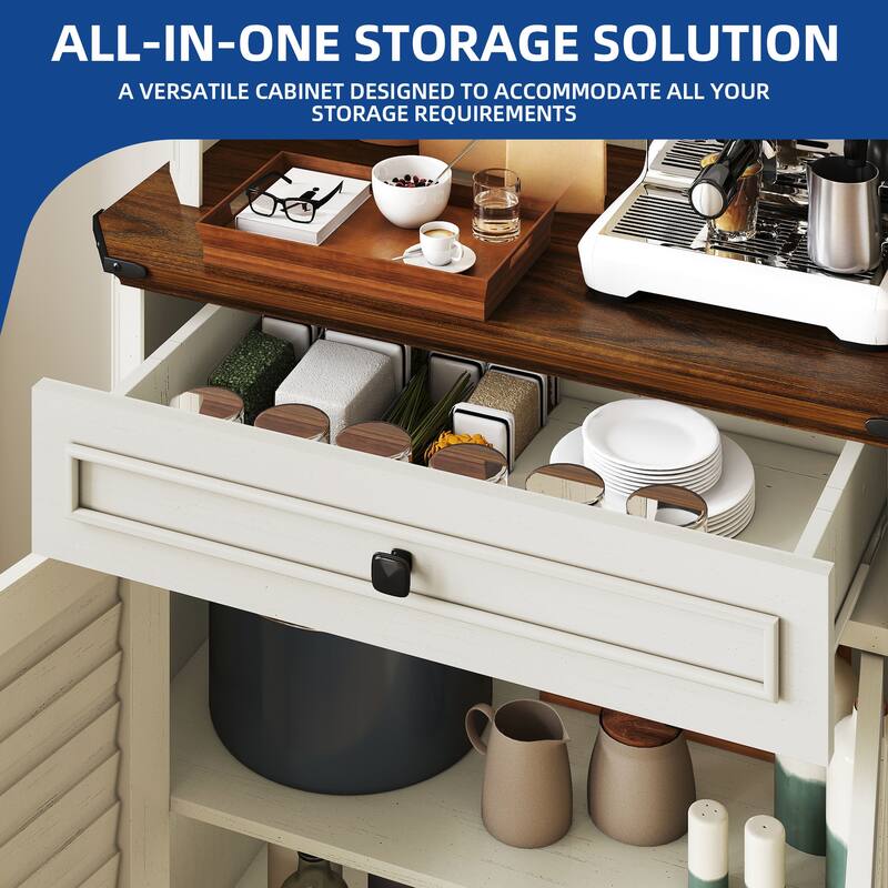Moasis 67 Inch Farmhouse Kitchen Pantry Cabinet with Microwave Stand Charging Station and Ample Storage