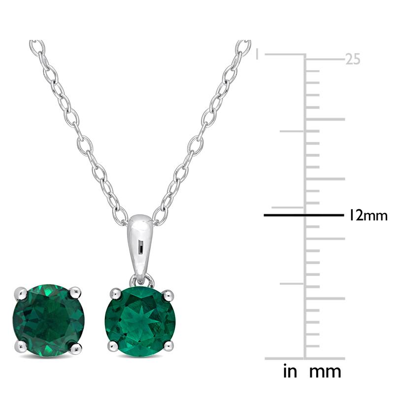 Miadora 2 1/2ct TGW Created Emerald Set of Necklace and Earrings in Sterling Silver