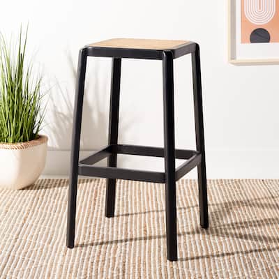 SAFAVIEH Fleta Backless Cane Bar Stool - 18" W x 18" D x 30" H - 18Wx18Dx30H