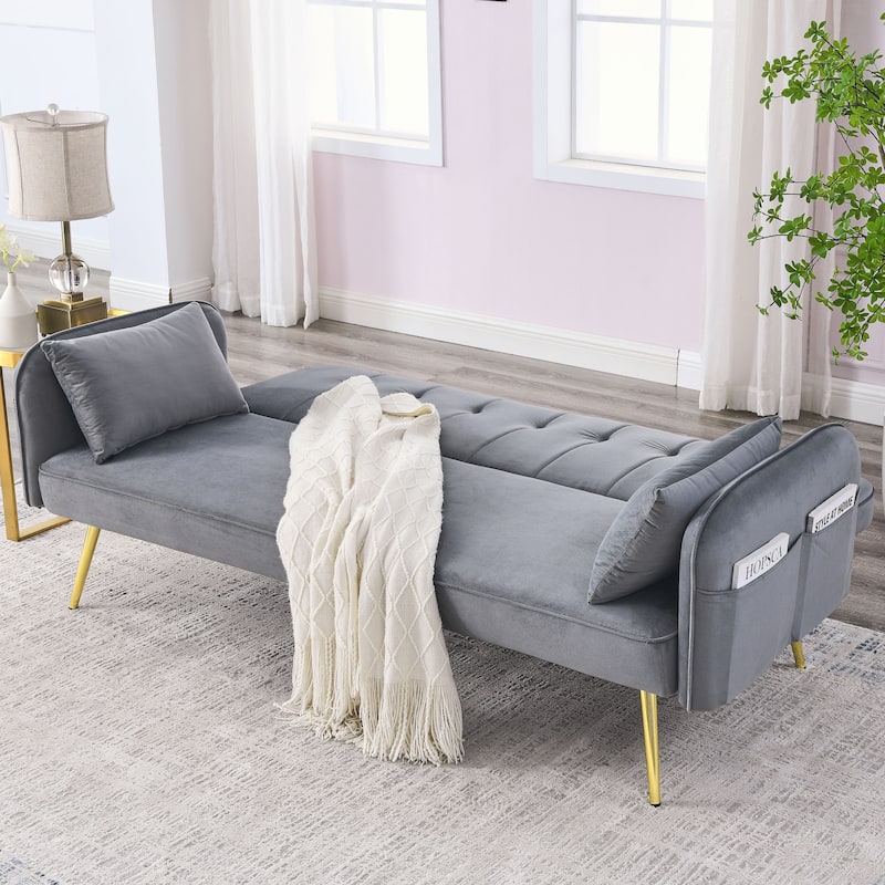 Convertible Sleeper Loveseat Reversible Daybed with Pillows, Grey Bed