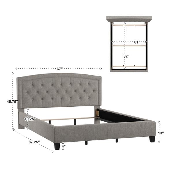 dimension image slide 2 of 3, Fontana Adjustable Diamond-tufted Arched Back Bed by iNSPIRE Q Classic