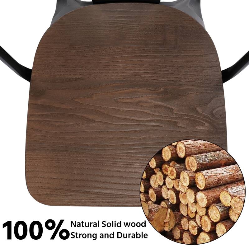 Yaheetech Iron Dining Chairs with Backrest Footrests (Set of 4)