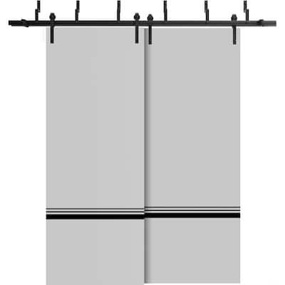Barn Bypass Doors 72 x 80 Planum 0012 Grey Matte with Sturdy 6.6ft