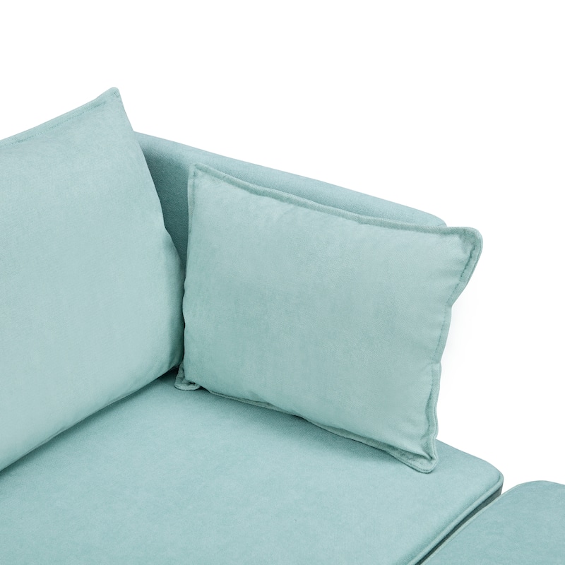 Modern Large U-Shape Convertible Sofa Bed, Reversible Chaise, Light Green Linen, 115x59x31 inches