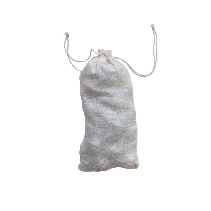 Embossed Mercury Glass Ornaments in Muslin Bag - 1.0"L x 1.0"W x 1.0"H - Glass - Silver