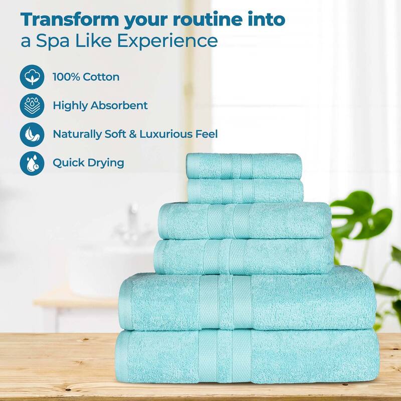 Superior Ultra-Soft Cotton Solid Medium Weight Bath Towel Set of 2