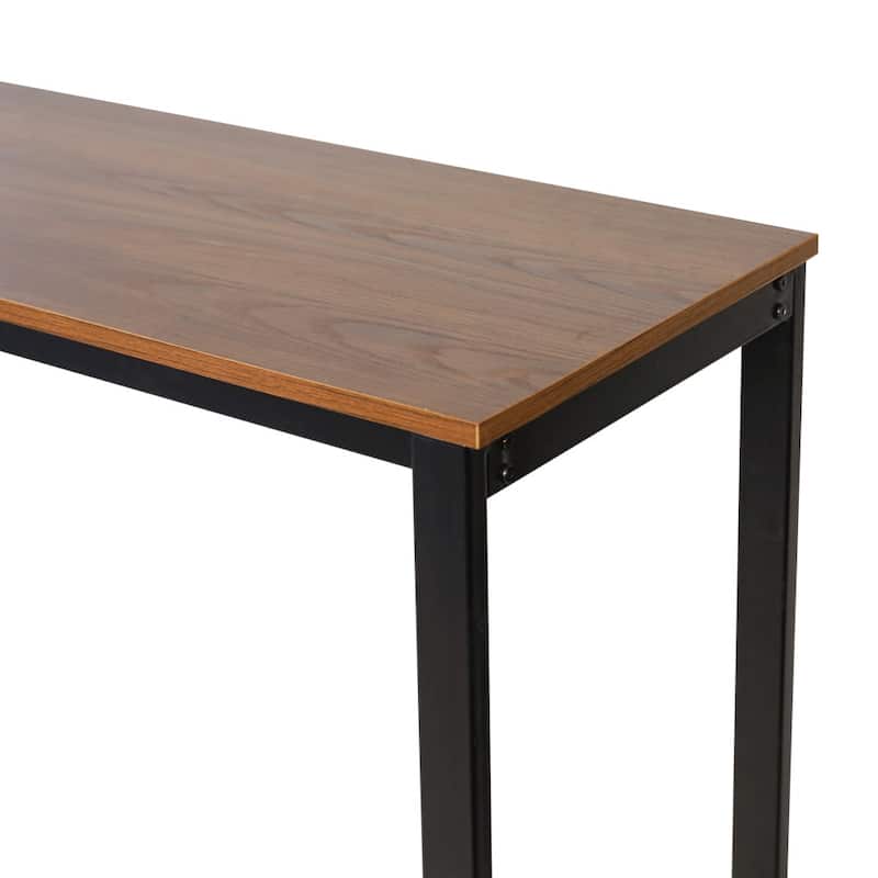 Modern Freestanding Metal Bar Table with Bottle and Stemware Storage
