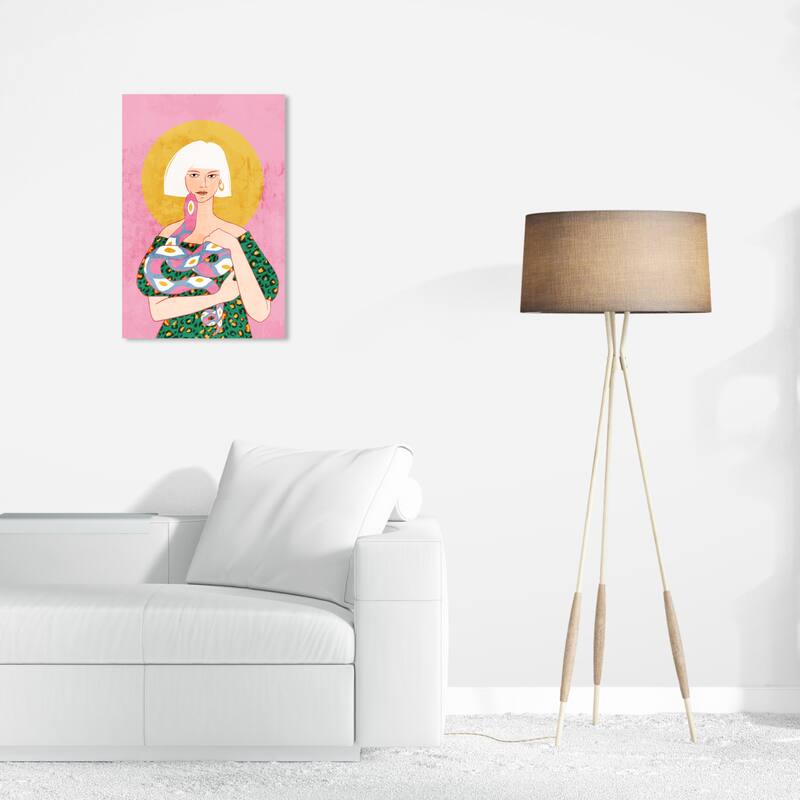 Wynwood Studio Canvas Animals Sunrise Viper Pink and Mustard Modern & Contemporary Wall Art Canvas Print - 24 x 16