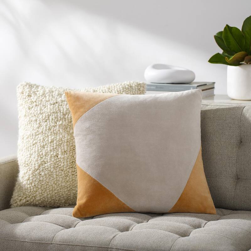 Artistic Weavers Deveron Cotton Velvet Corner Throw Pillow - 18x18 Cover Only - Camel