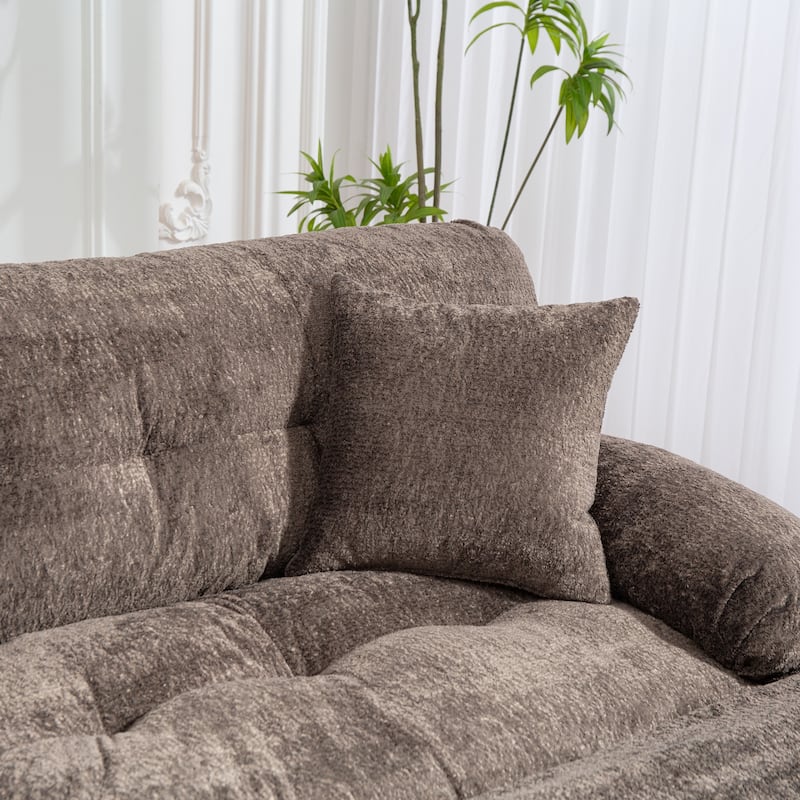 120.87" Chenille L-Shaped Sectional Sofa with Reversible Design, and 3-Seat Sleeper & Ottoman - Dual-Layer Cushion