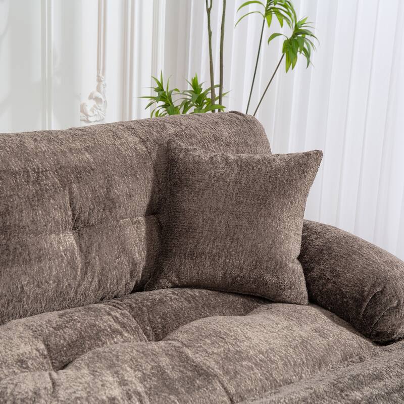 120.87" Chenille L-Shaped Sleeper Sectional Sofa with Ottoman