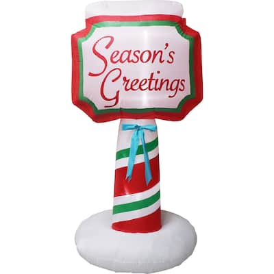 Fraser Hill Farm 6-Ft. Tall Prelit Season's Greetings Sign Inflatable