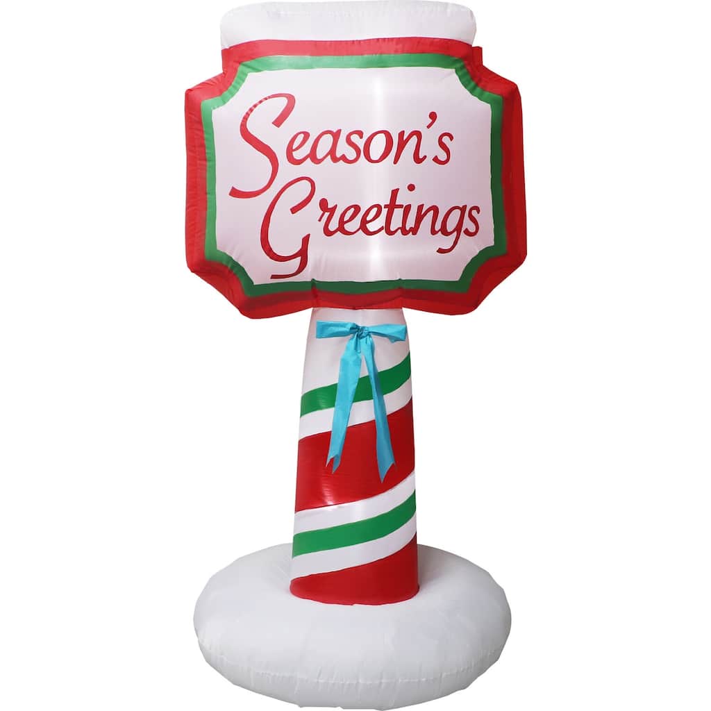Fraser Hill Farm 6-Ft. Tall Prelit Season's Greetings Sign Inflatable