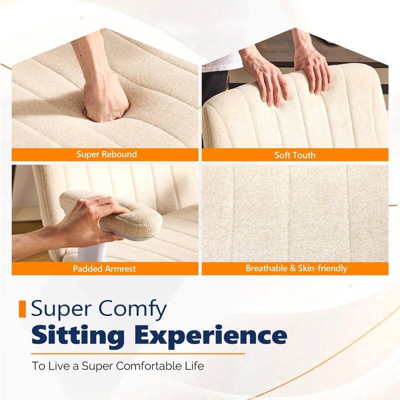 Chenille Swivel Chair With Adjustable Flip-Up Arms For Cross-Legged