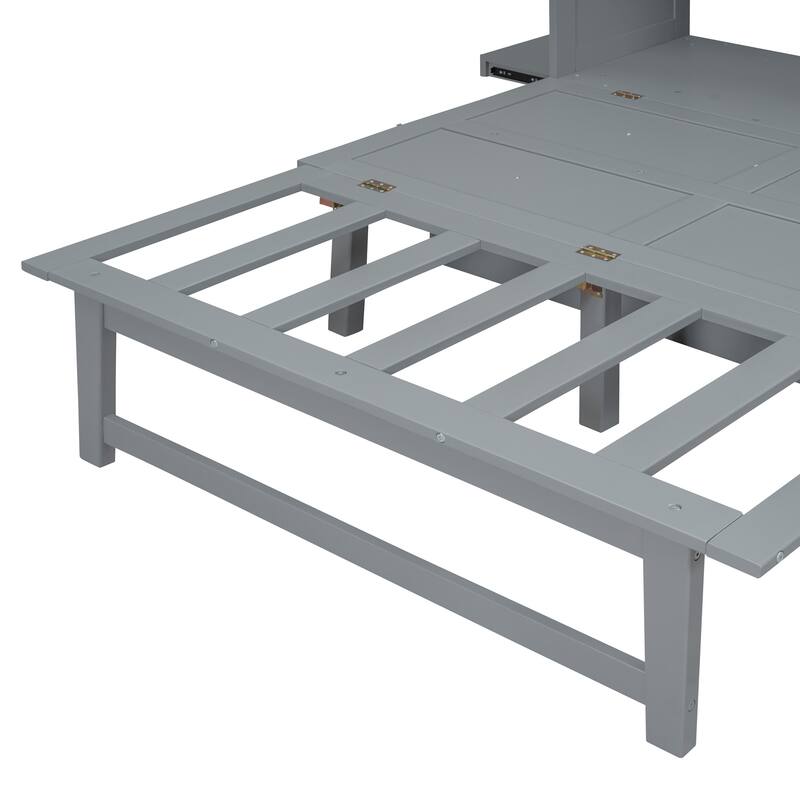 Murphy Bed Platform Bed with USB Port & Removable Shelves On Each Side