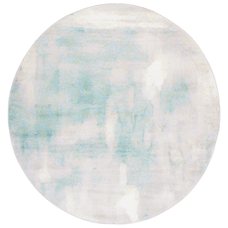 SAFAVIEH Skyler Kenzie Modern Abstract Watercolor Rug - 6'7" Round - Grey/Green