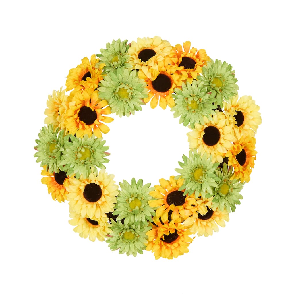 National Tree Company 19 Inch Artificial Wreath with Yellow and Green Sunflowers, Realistic Floral Decoration