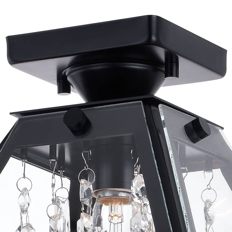 Tremont 12.5-in W Crystal Black Urban Loft Semi Flush Mount Ceiling Light - 12.5-in. W x 12.25-in. H x 12.5-in. D