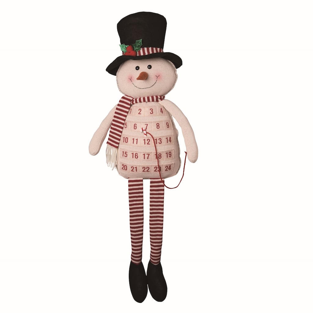 Transpac Polyester Multicolor Christmas Plush Striped Snowman Advent Calendar