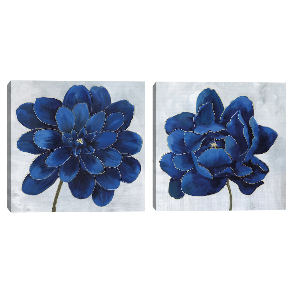 Indigo Dahlia, Indigo Peony by Nan Canvas Art Prints