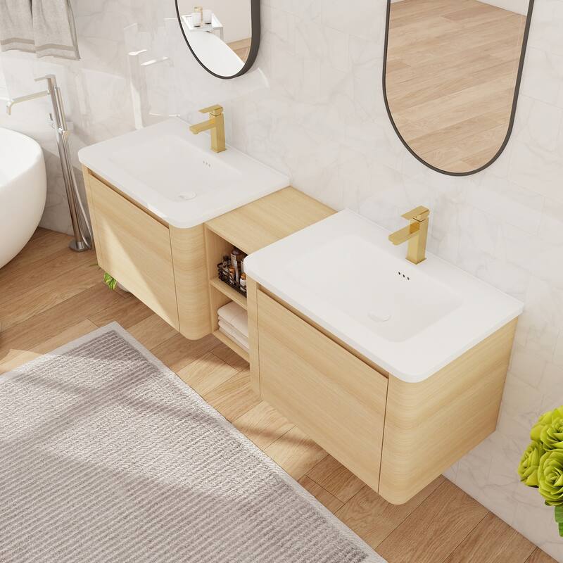 Beingnext 24''/28''/36''/40''/60''/68'' Floating Bathroom Vanity with Sink, Wall Mounted Bathroom Vanity with Soft Close Door