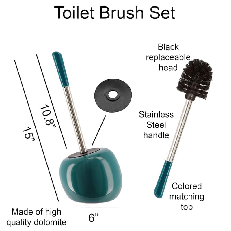 PISE Freestanding Toilet Brush and Holder Set - 15"H x 6"L x 6" W