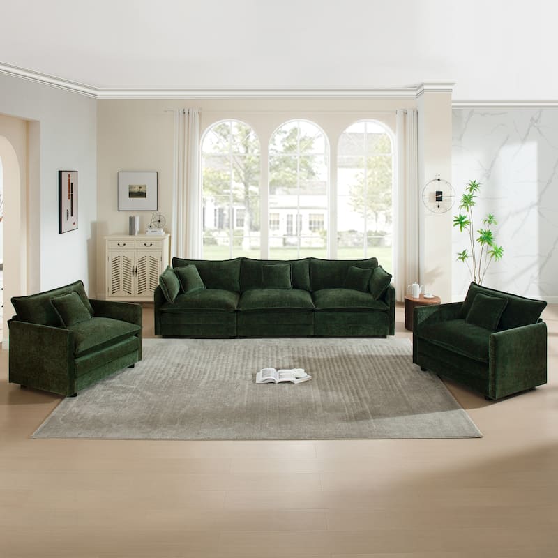 Cloud Chenille Upholstered Modular Sectional Sofa with DIY Combination Design