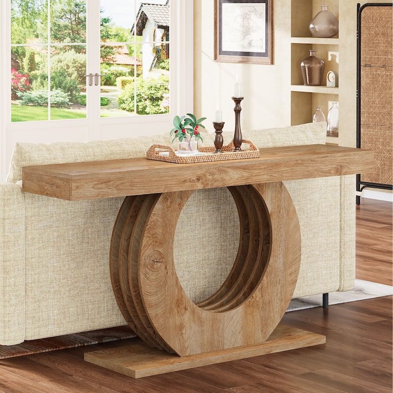 Industrial 63" Console Sofa Table with Stylish Metal Base for Entryway