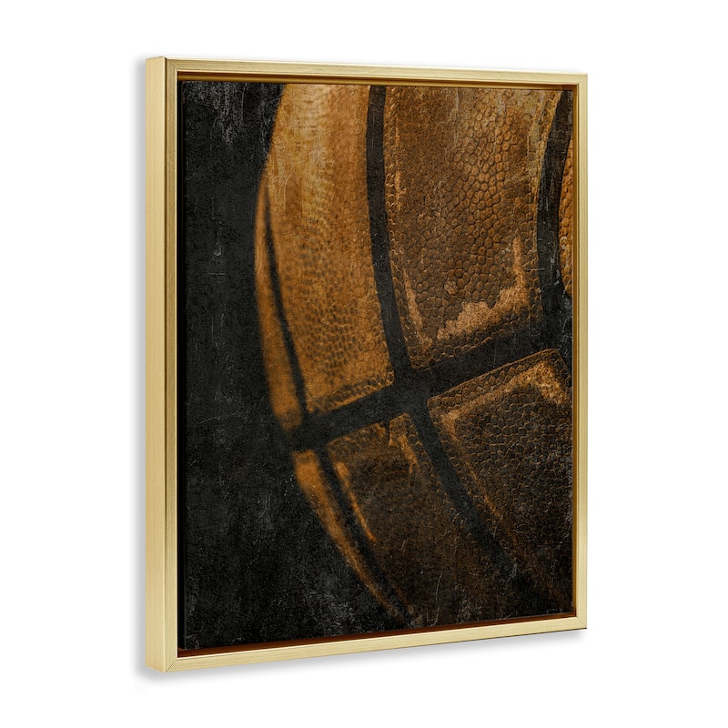 Stupell Vintage Basketball Close Up Framed Floater Canvas Wall Art Design By Kim Allen