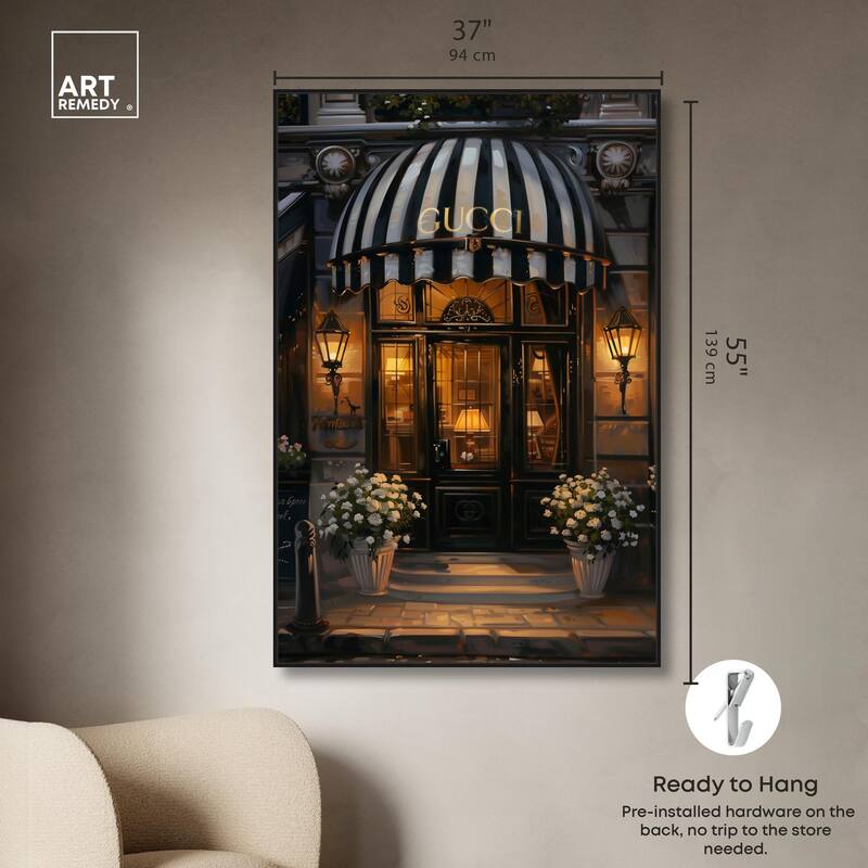 Elegant Night Time Store Visit Canvas by Art Remedy