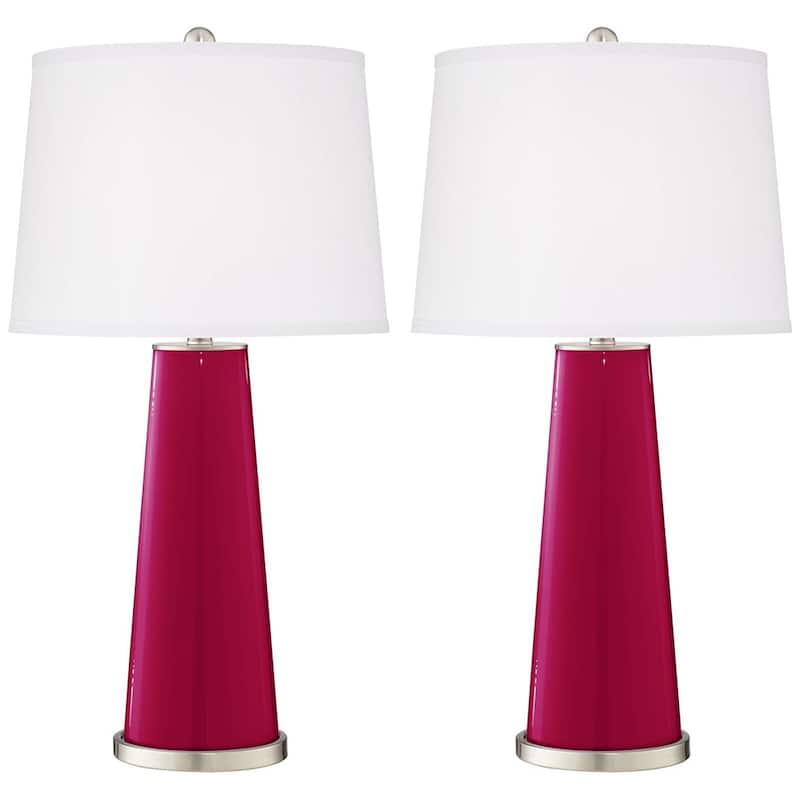 Modern Table Lamps 29 1/2" Tall Set of 2 French Burgundy Glass Bedroom - 15" x 28"