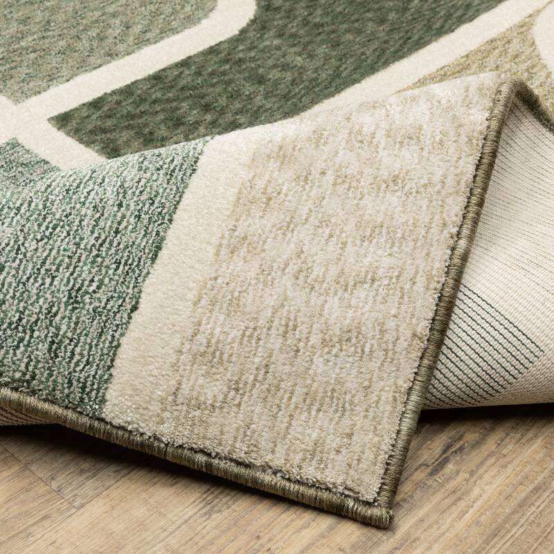 Tobias Mid-Century Modern Green/ Multi Area Rug