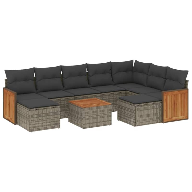 vidaXL Patio Sofa Set with Cushions Outdoor Conversation Furniture Poly Rattan