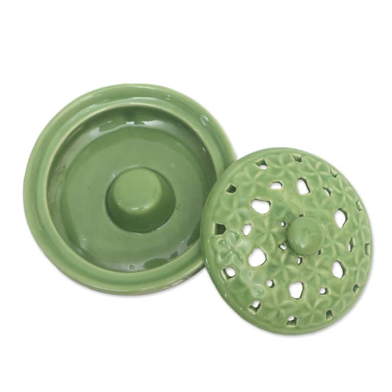 Novica Handmade Plumeria Spring Porcelain Mosquito Coil Holder