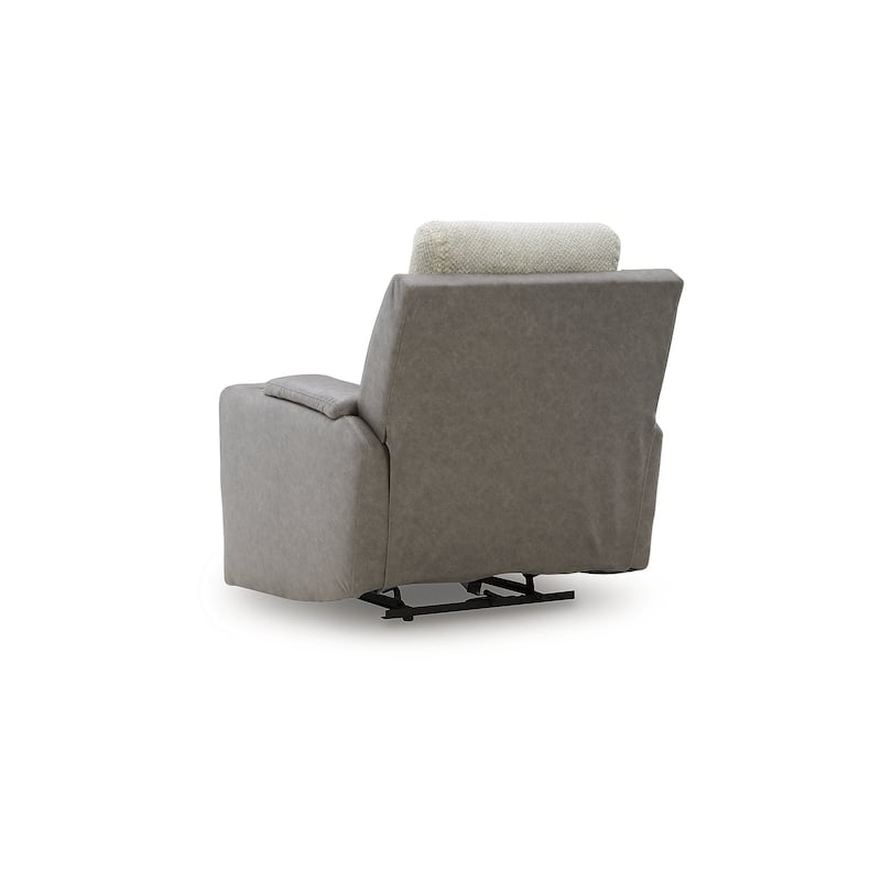 Signature Design by Ashley Stately Check Gray/Beige Power Recliner