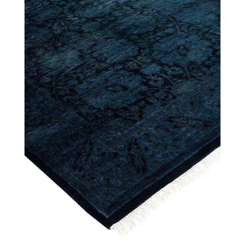 Fine Vibrance, One-of-a-Kind Hand-Knotted Runner Rug - Black, 2' 7" x 10' 0" - 2' 7" x 10' 0"