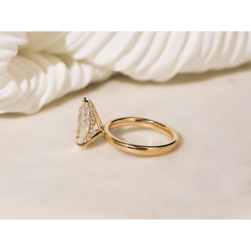 Kobelli 4.13 Carats Diamond 14k Solid Gold Pear Brilliant Drape Halo Engagement Ring (EF/VS, Certified)